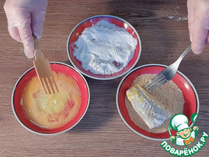 Минтай запечённый под грибным соусом