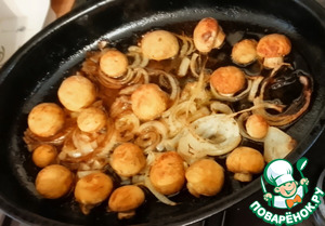 Paрэбит с морским окунем и грибами