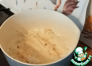 Paрэбит с морским окунем и грибами
